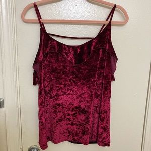 Grayson Threads Red Velvet Ruffle Top